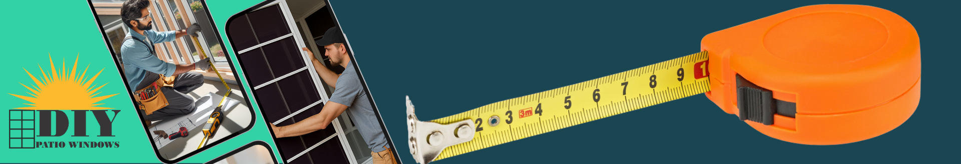 image shows sunroom measuring guide banner from DIY Patio Windows