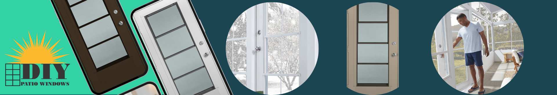 Buy EZE Breeze Windows From DIY Patio Windows image shows EZE Breeze Cabana Door banner